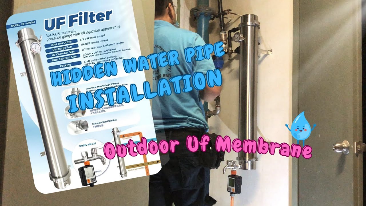 Hidden Water Pipe Installation of Outdoor Uf Membrane Filter to Improve Home Water Quality!