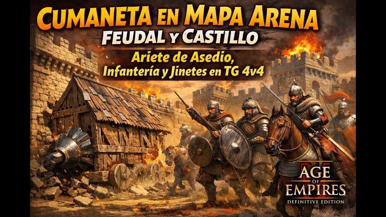 Age Of Empires 2 Multiplayer Gameplay Partida Ranked 4v4 Mapa Arena Jugar a ganar con Cumanos