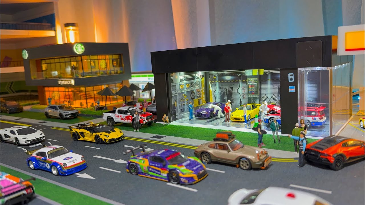 3-in-1 Automated Car Garage 1/64 Diorama | Hotwheels Diorama