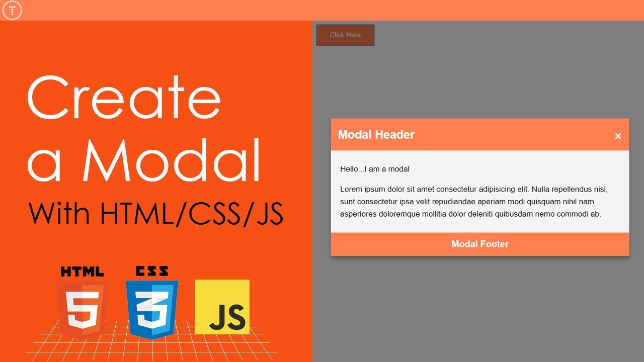 Create a Modal With HTML, CSS & JavaScript