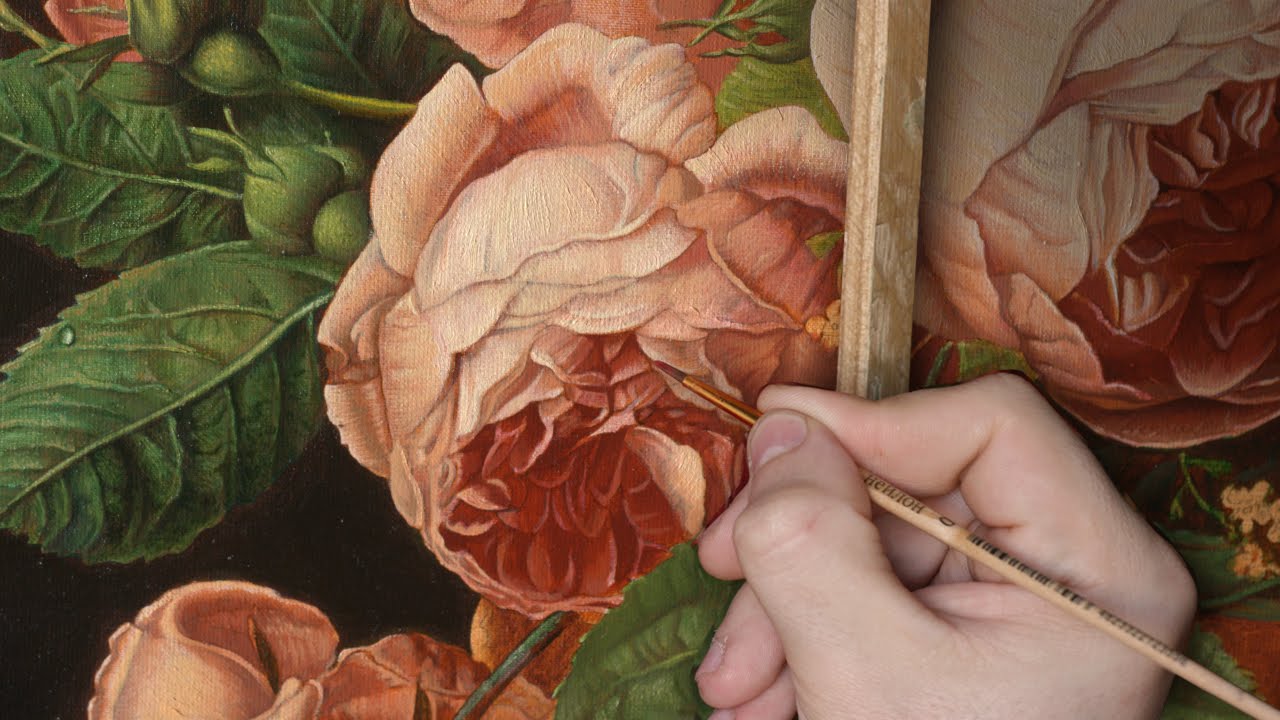 Рисуем розы маслом. Paint a Rose. Flowers. Technique of the Old Masters. Part 4.