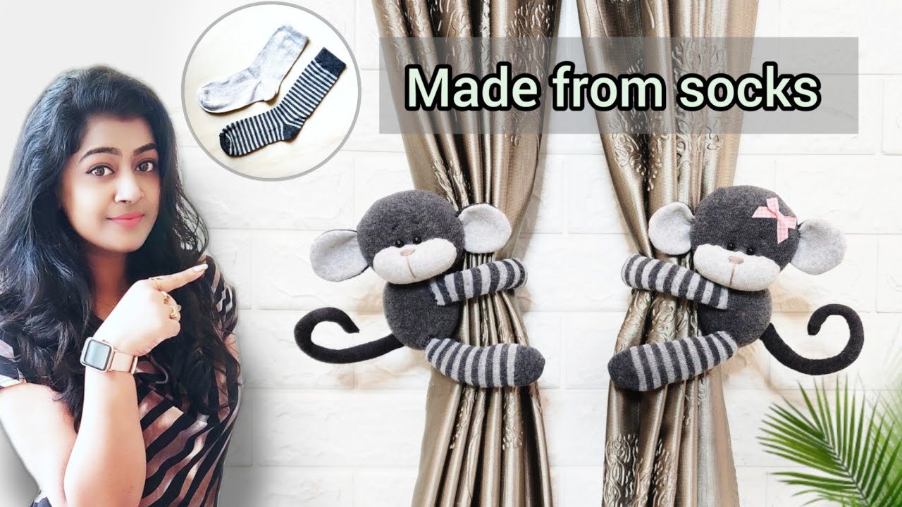 DIY Sock Monkey 🐒 Tiebacks for curtains - Home decor | Valentines gift ideas ❤️