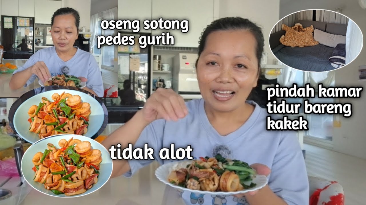 Kakek jatuh lagi⁉️oseng oseng cumi pedas//makan siang#tkwtaiwan,