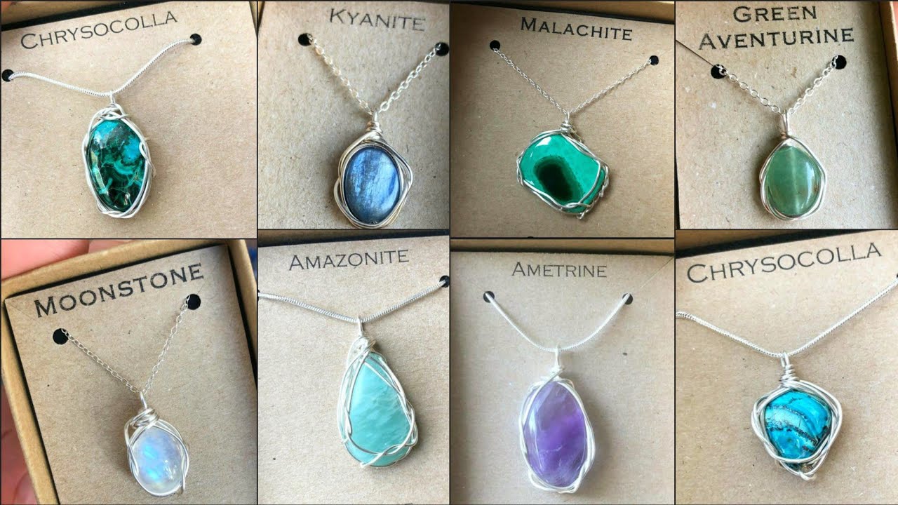 50+ Different Genuine Gemstone Wire Wrapped Pendant With Names & (what are 7 Most Precious Stone?)💎