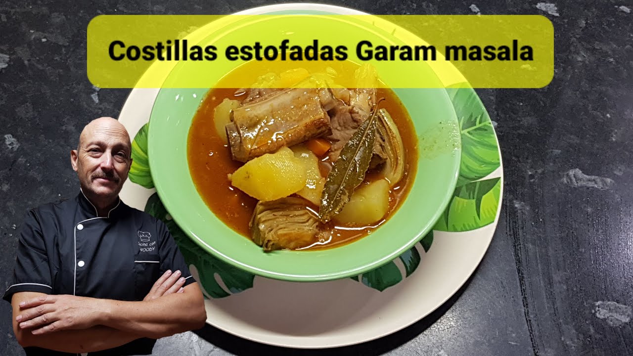 Costillas de cerdo estofadas con especias Garam masala