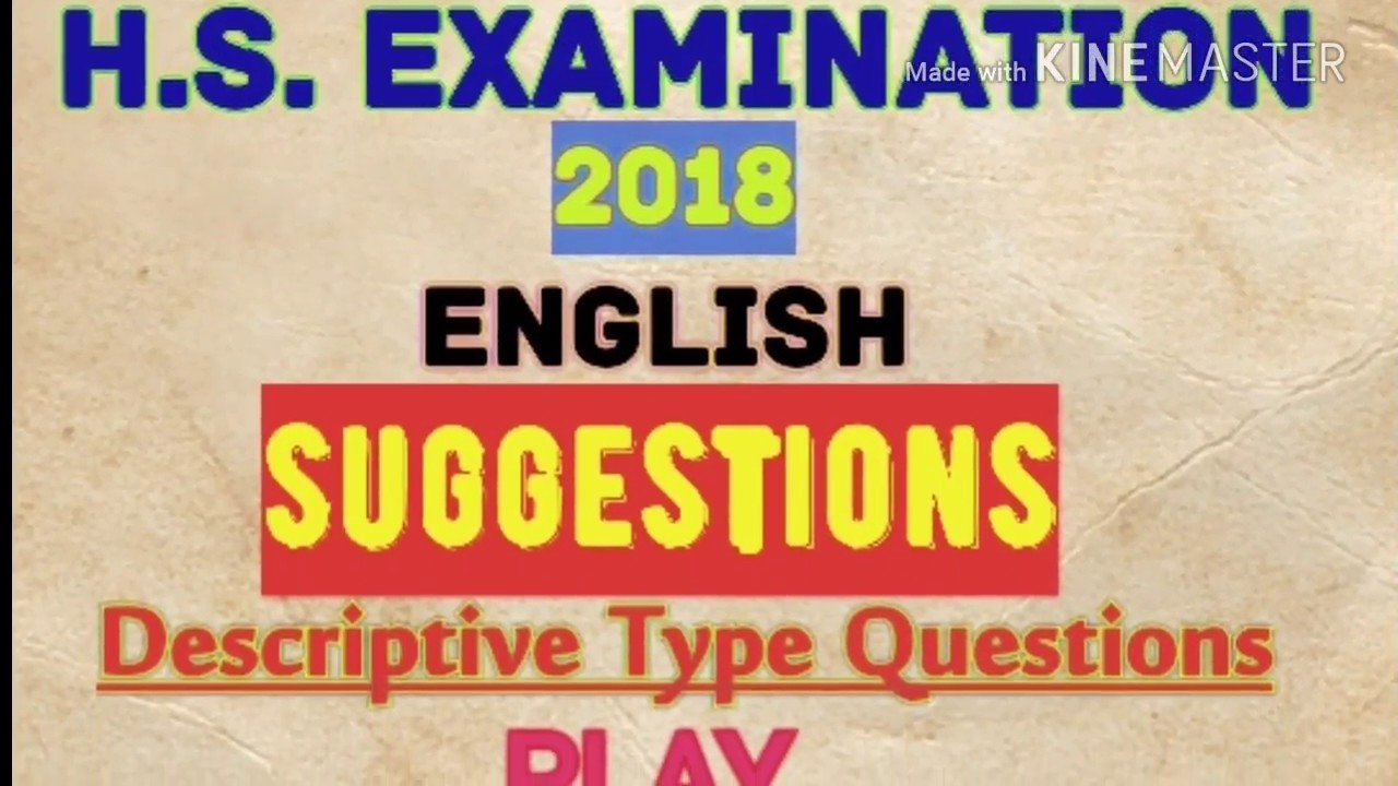 H.S. 2018 ENGLISH SUGGESTION THE PROPOSAL