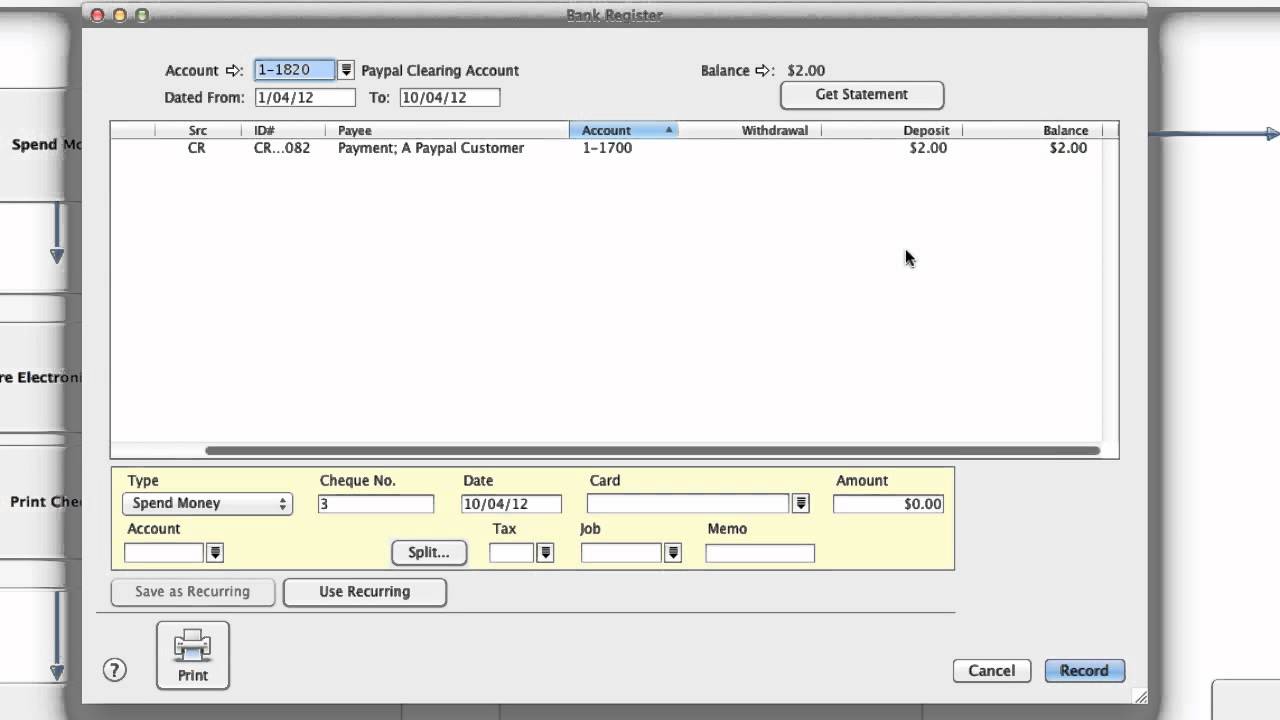 How to record Paypal transactions in MYOB