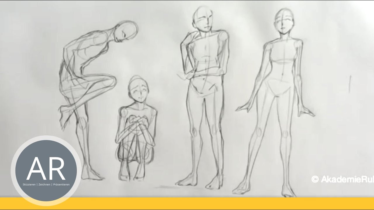 Zeichnen lernen -  Aufbau einer Figur Körperbau - Akademie Ruhr Tutorial