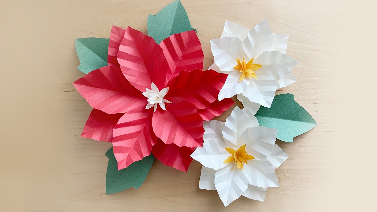DIY Origami Paper Poinsettia | How to Make Paper Poinsettia Flower | Paper Flower Christmas