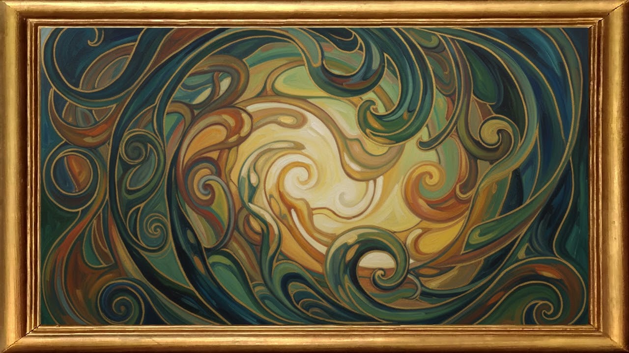 Flowing Lines Abstract | Framed Modern Art Painting 4K (1 Hour Relaxing Background)
