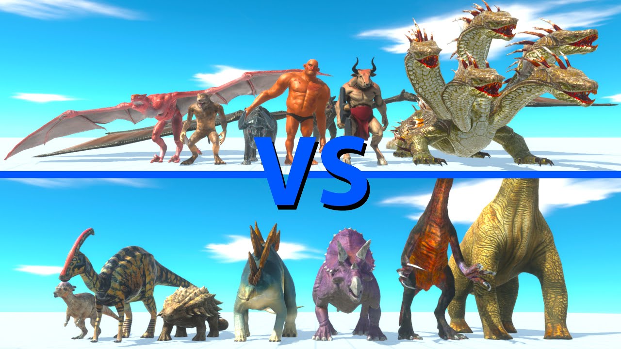 FANTASY Team vs HERBIVORE DINOSAURS Team - Animal Revolt Battle Simulator