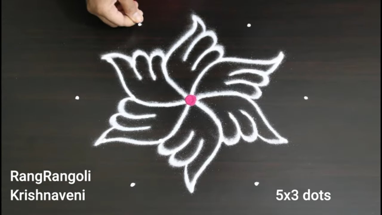Sri Rama Navami Muggulu 2024🌺5x3 dots Festival Kolam🌺Creative Rangoli🌺RangRangoli Krishnaveni