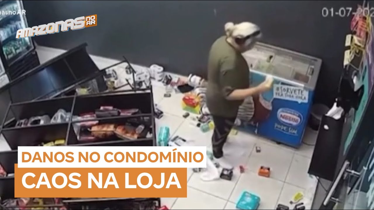 Idosa é flagrada destruindo loja de conveniência dentro de condomínio