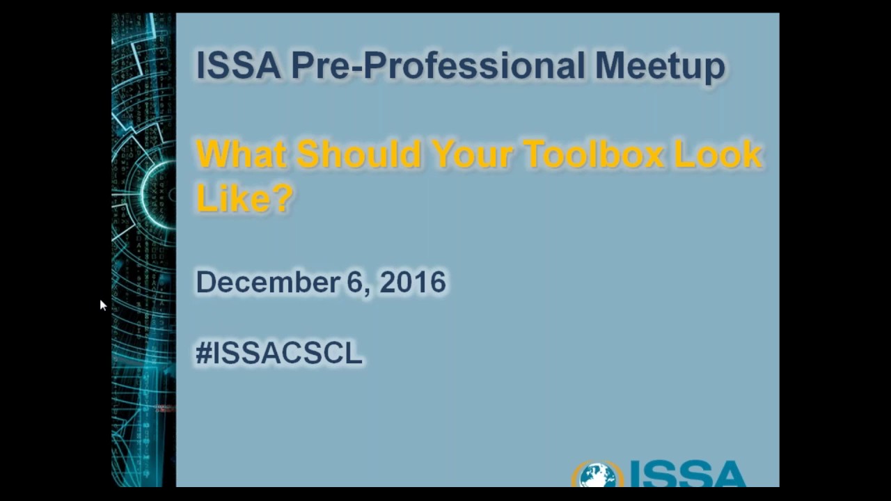 ISSA Pre Professional Meetup  What Should Your Toolbox Look Like