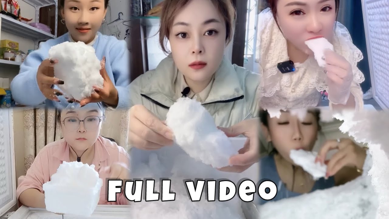 WHITE ICE EATING COMPILATION 🧊😍 FREEZER FROST EATING ASMR🤍 CRUNCHY ICE BITES🥶 SQUEAKY ICE EATING