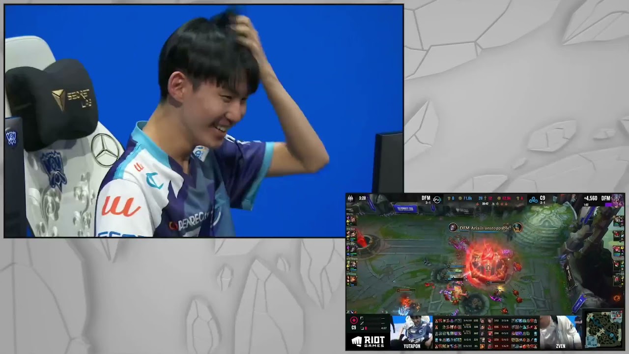 Japanese casters getting hyped during DFM vs C9 final match