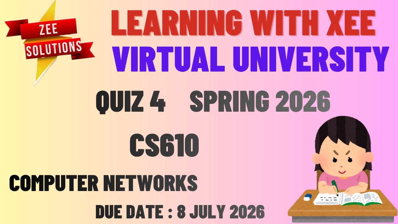 CS610 Computer Networks Quiz 4 Spring 2026 Virtual University of Pakistan
