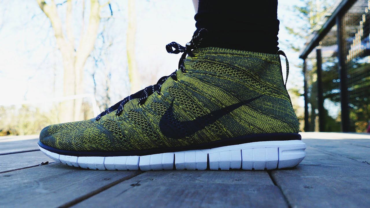 Nike Free Flyknit Chukka (Yellow / Black / Tarp Green) - On Feet (4K)