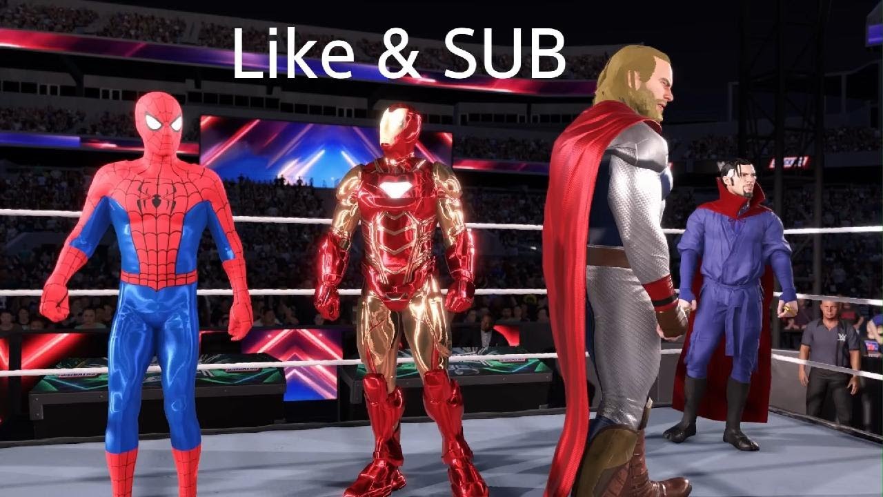 WWE 2K25 Marvel heros VS villains 8 man tag elimination