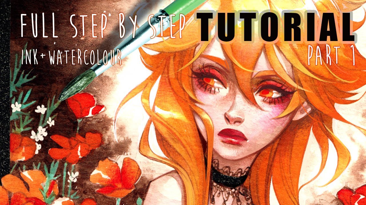 📌 Step by Step TUTORIAL // Quick character portrait in Ink + watercolour (PART 1)