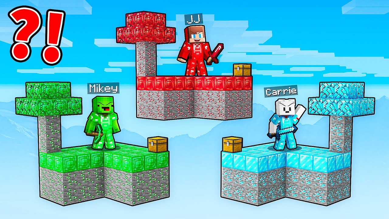 JJ vs Mikey vs Carrie: TREASURE SKYBLOCK BATTLE in Minecraft - Maizen