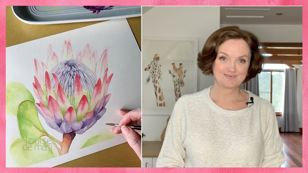 Watercolor Protea. Creating Depth with Tonal Values