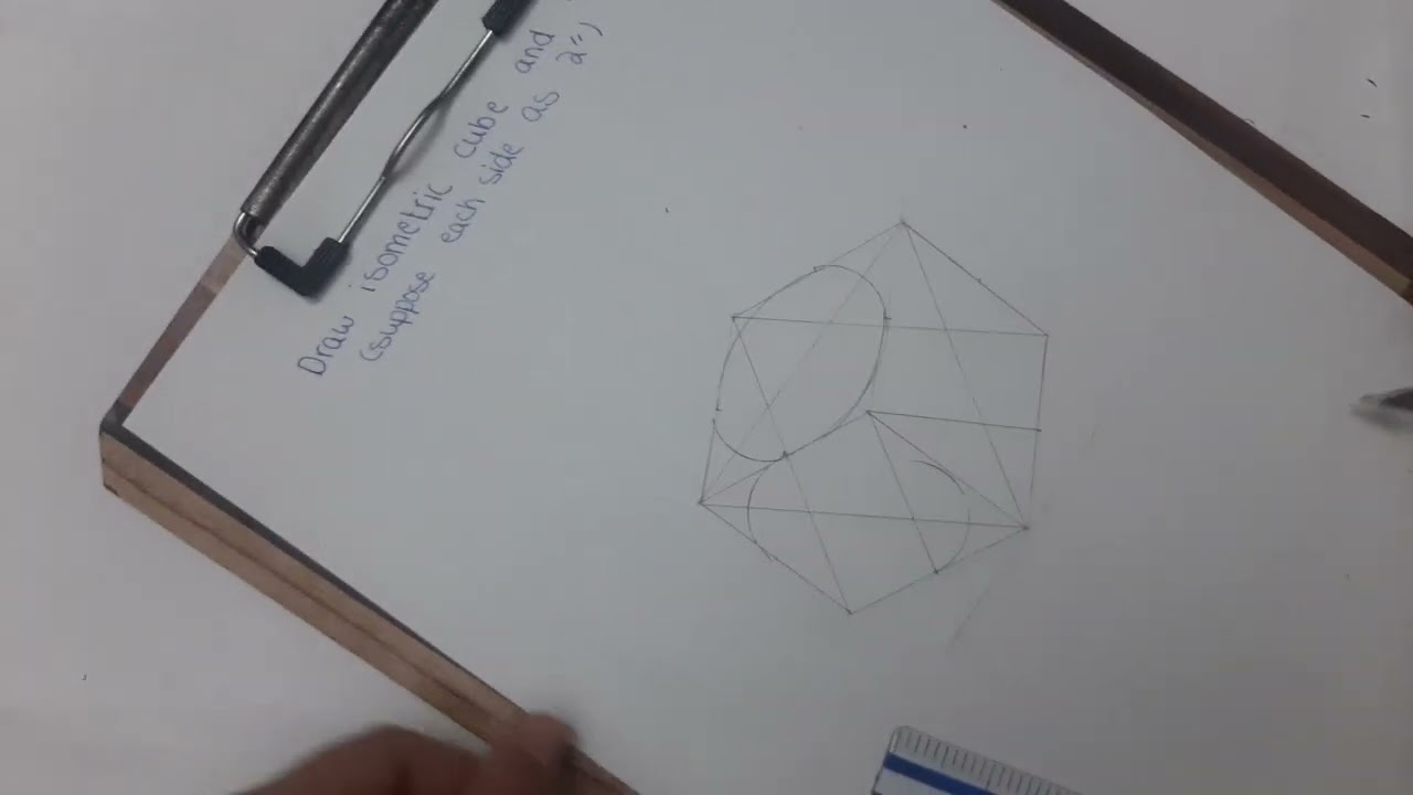 draw isometric cube and ellipse