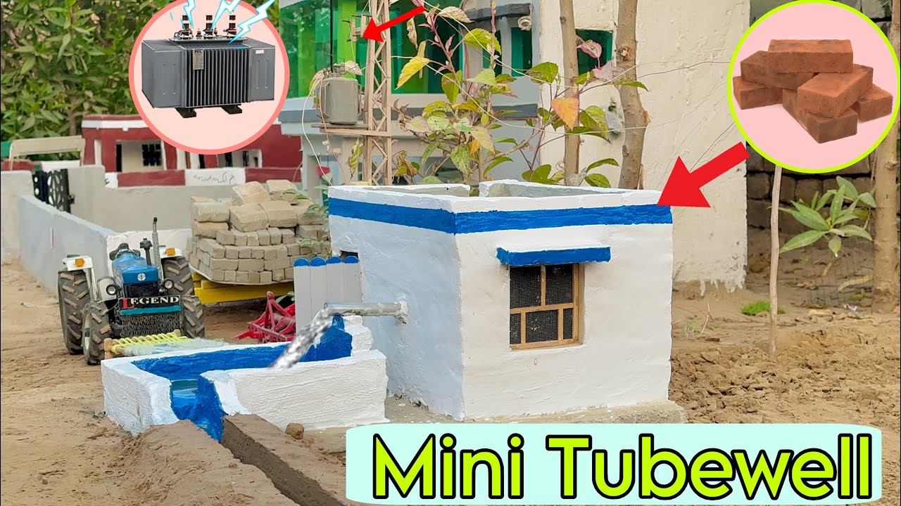 Making Mini electric tubewell with mini bricks | water for our fields | 