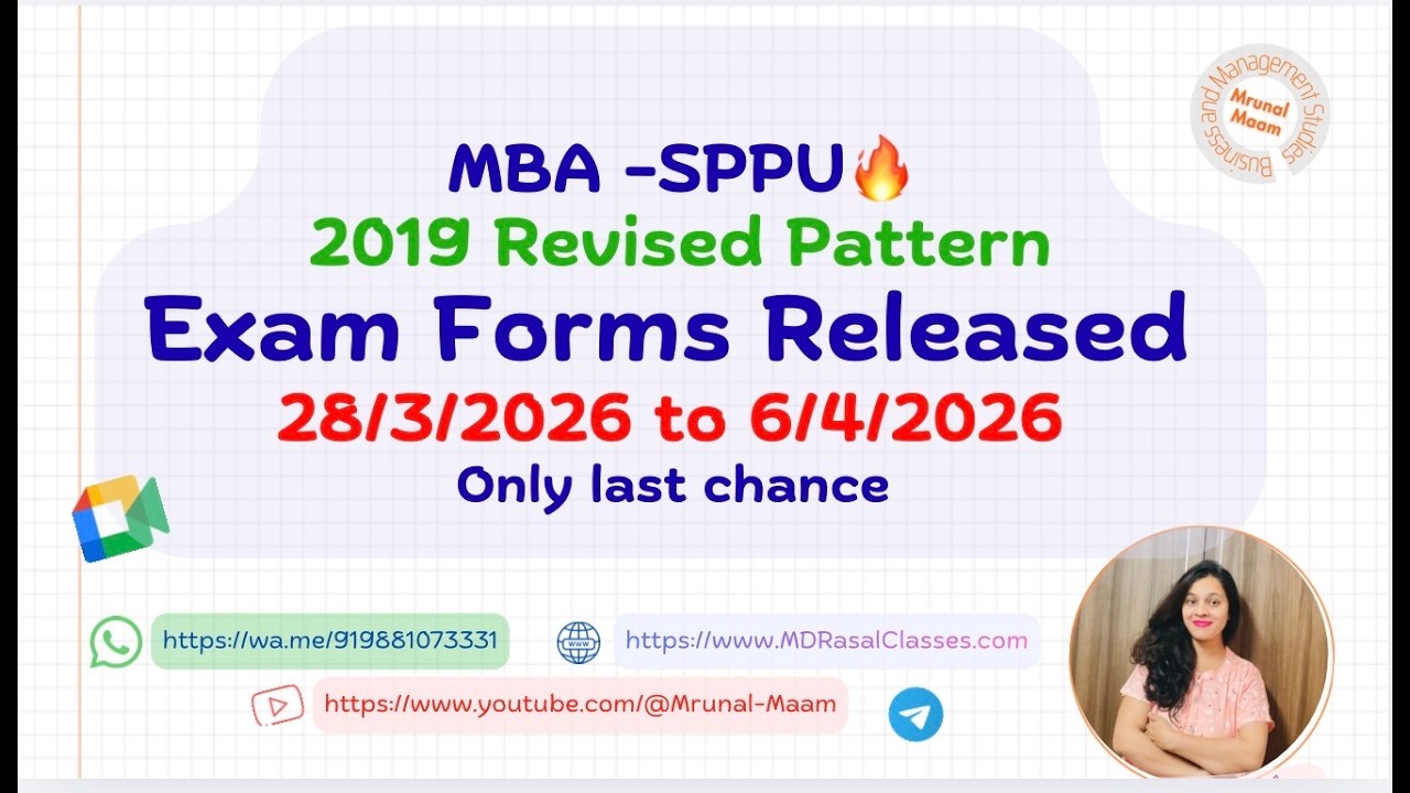 Exam Forms Released- 2019 Revised Pattern Backlog students MBA-SPPU
