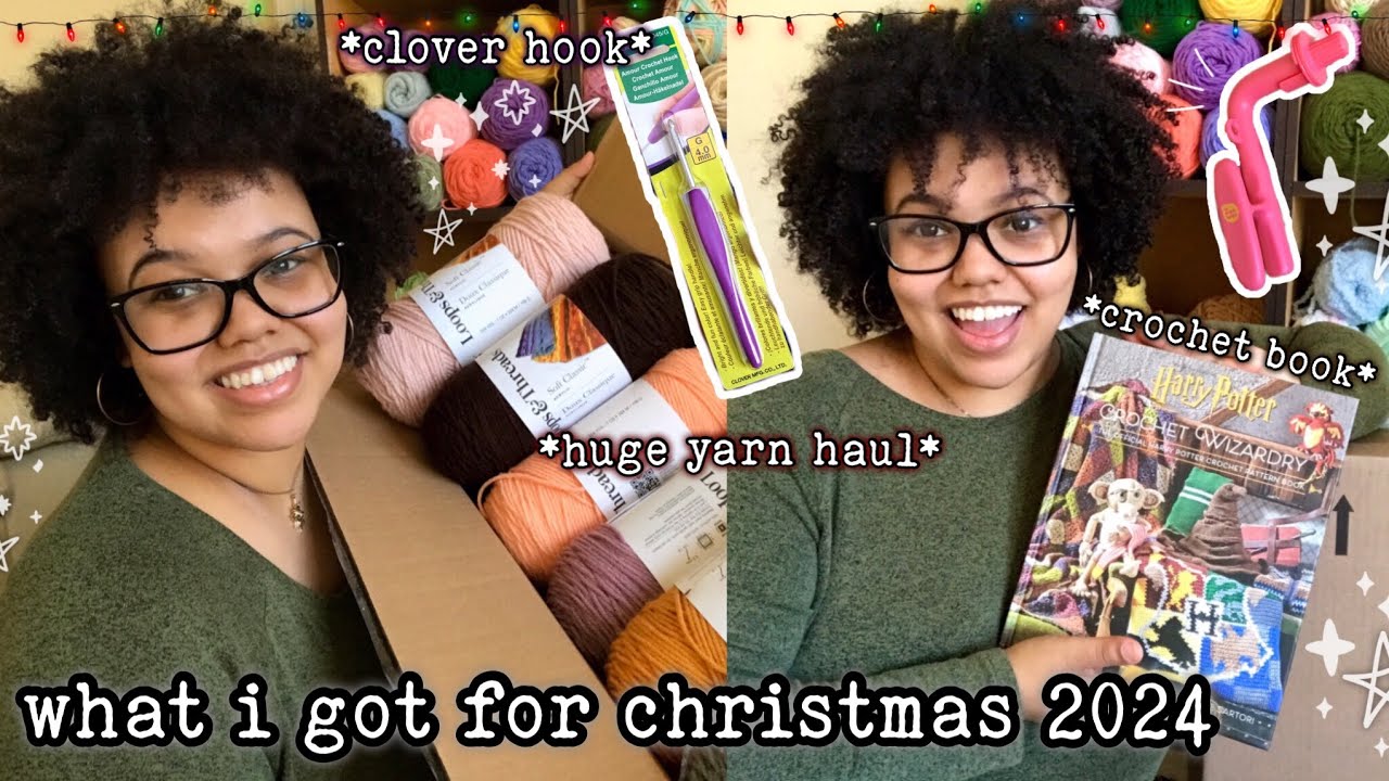 HUGE $200 crochet haul ♡ lots of yarn, clover hook, patterns, books *what i got for christmas ‘24* 🎁