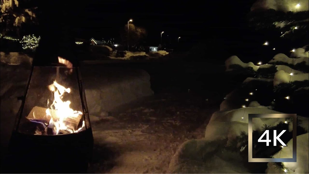 🔥 Relaxing Real Fire Outside 🎄 Relaxing Christmas ❄️ 4k
