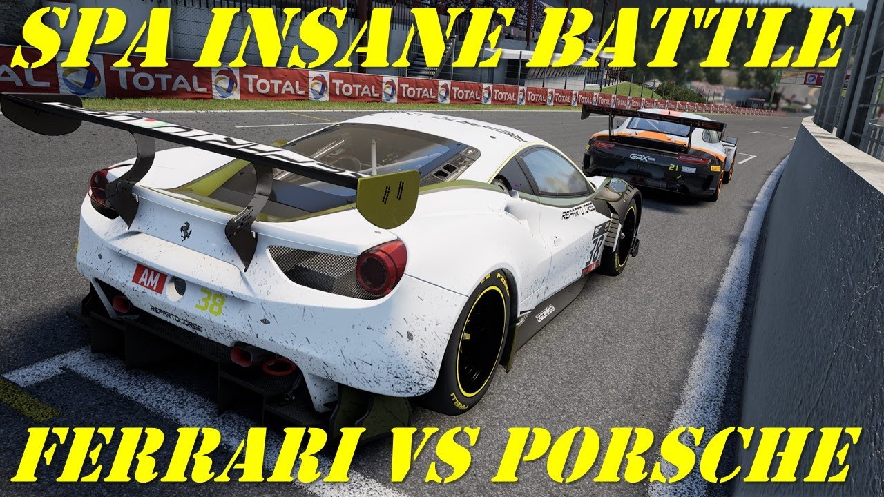 INSANE BATTLE @ SPA  FERRARI VS PORSCHE  Assetto Corsa Competizione