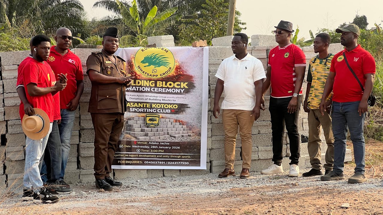 Happening at Kotoko training grounds, 1000 blocks donated by Asante Kotoko WhatsApp group Kum Apem 