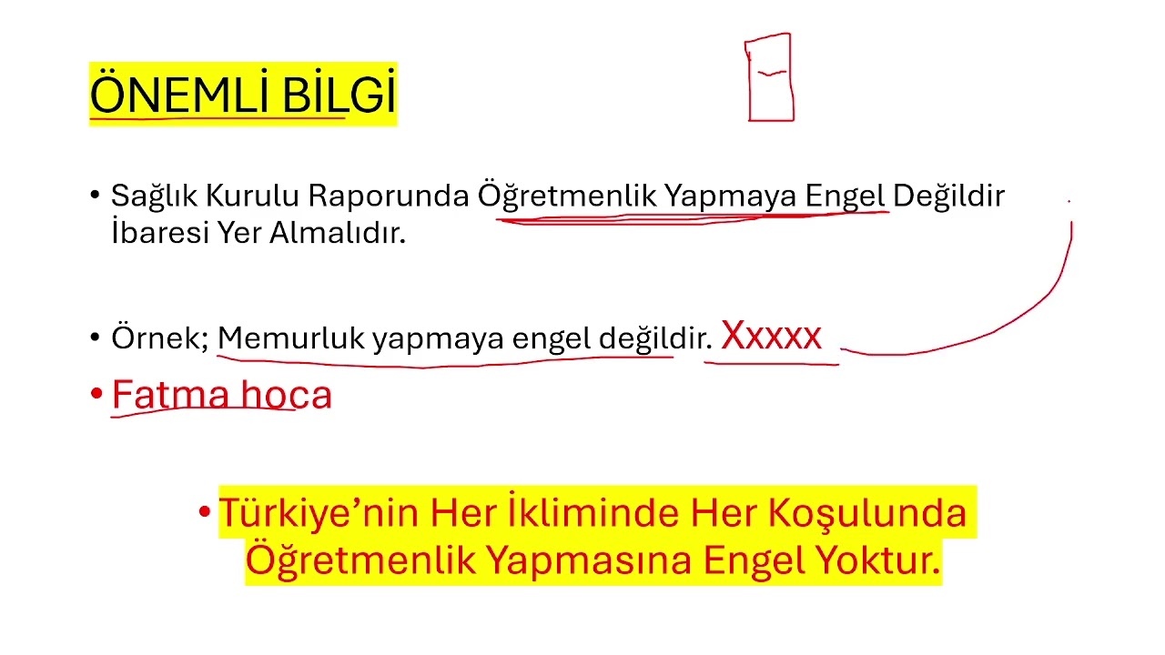 7-) 2023 KPSS 20 BİN ÖĞRETMEN ATAMASI SAĞLIK RAPORU / HEYET RAPORU / SAĞLIK KURULU