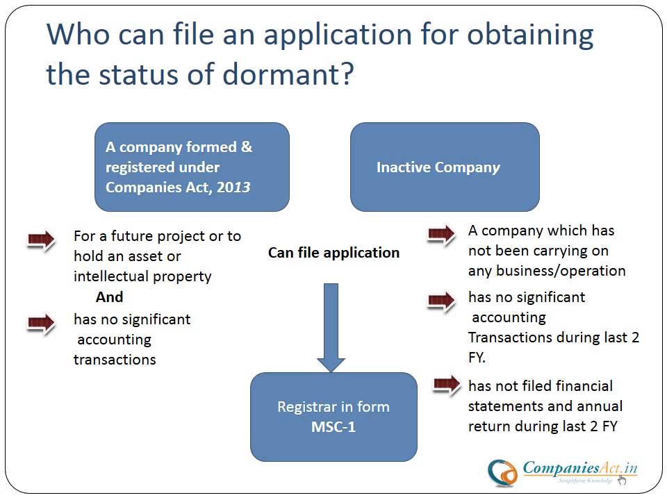 Dormant Company under Companies Act, 2013