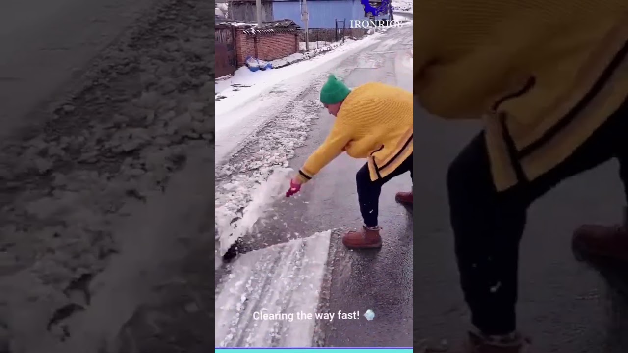 Slicing through thick ice! 🧊Clearing the way fast! 💨So satisfying to watch! ✨Winter path heroes! 💪