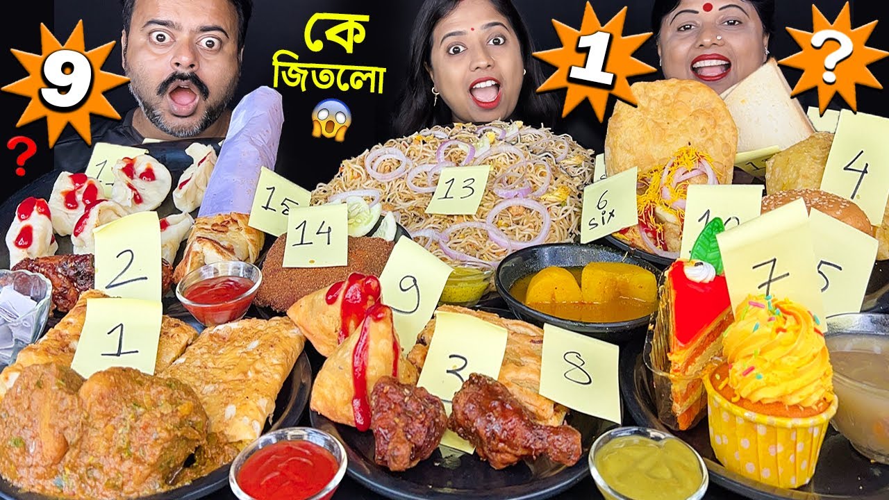 LUCKY NUMBER CHALLENGE FUCHKA, NOODLES,PIZZA,BURGER,EGGROLL, CHILI MOMO STREET FOOD EATING CHALLENGE