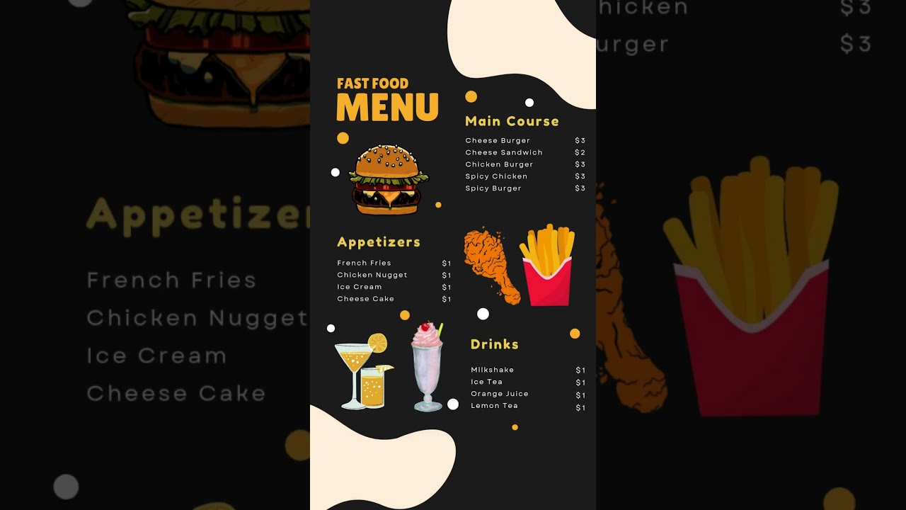Digital Menu Board Design for Restaurants | Fast Food Menu #digitalmenu #restaurantmenu