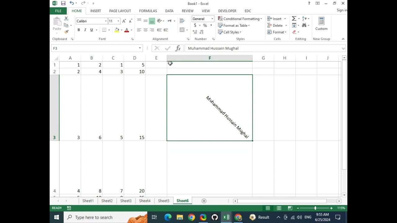 Alignment  and Numbers in Home Tab, MS Excel.