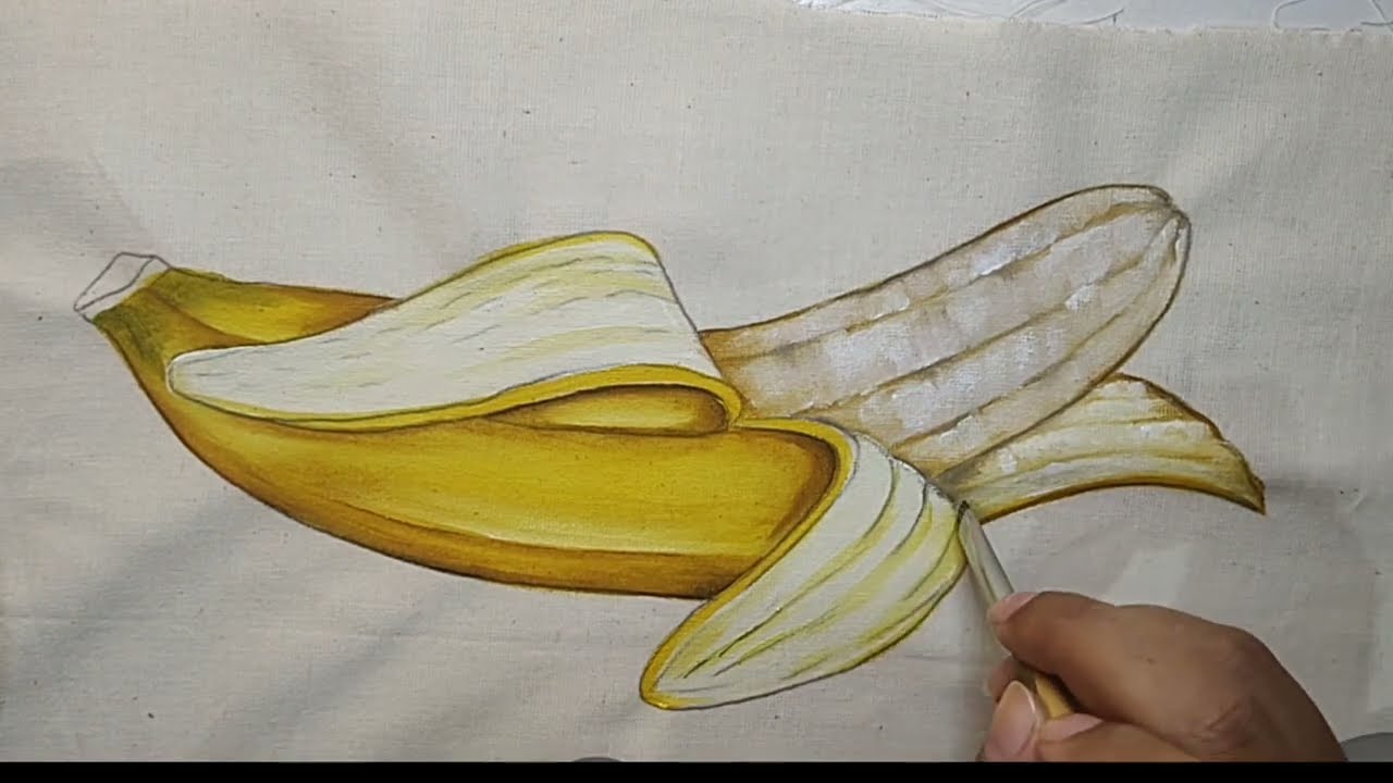 Pintura em tecido - Aprenda a pintar uma banana madura realista