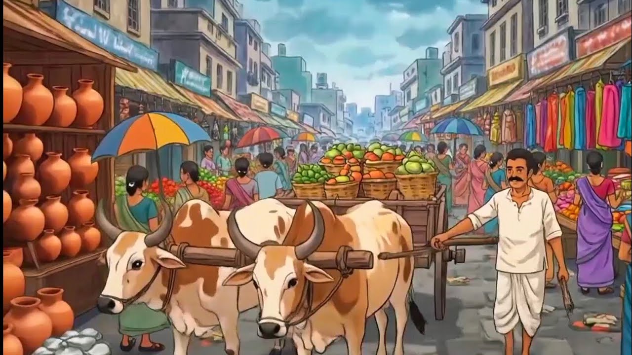 Village Life in South India: Harvesting Fresh Vegetables & Cooking 🍅 | Studio Ghibli Animation