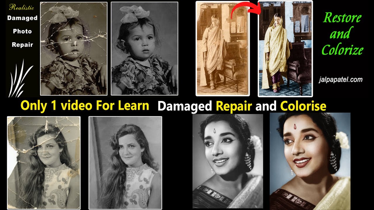 Only 1 video learn Old Damaged Photo restoration and Colorise @jalpapatel