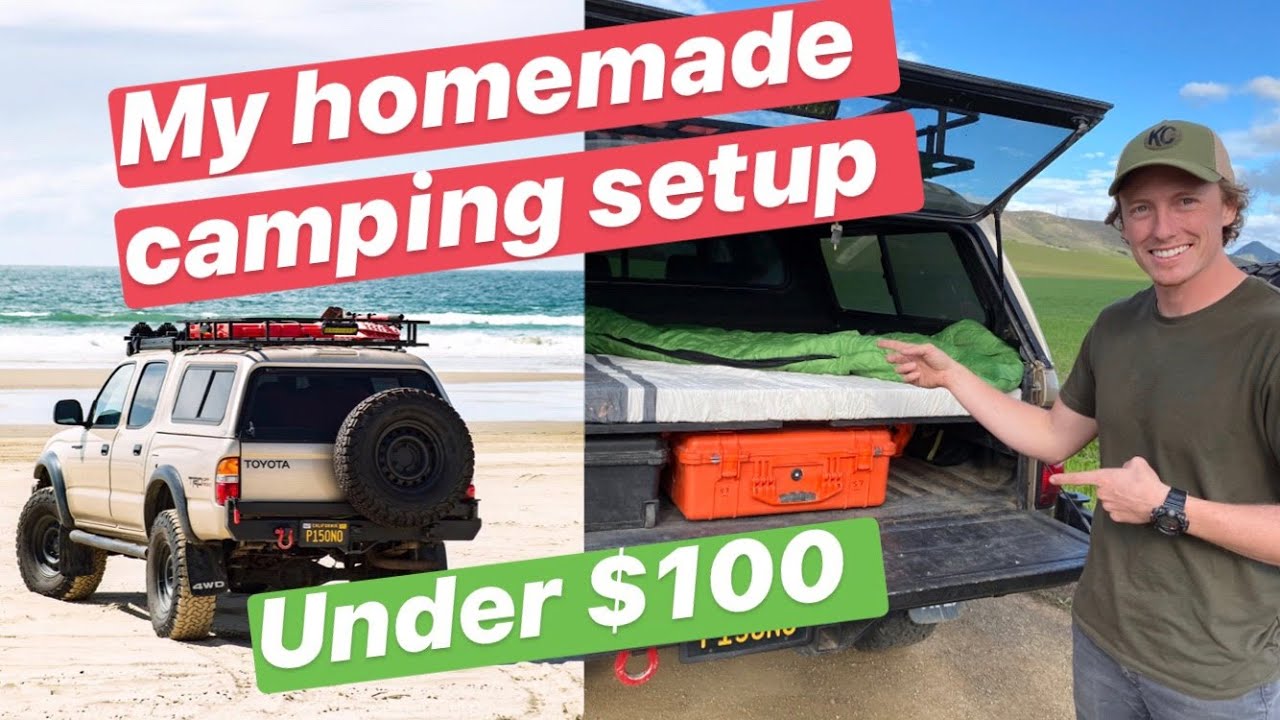 Detailed look at my folding bed & storage setup in the short bed  1st gen Tacoma