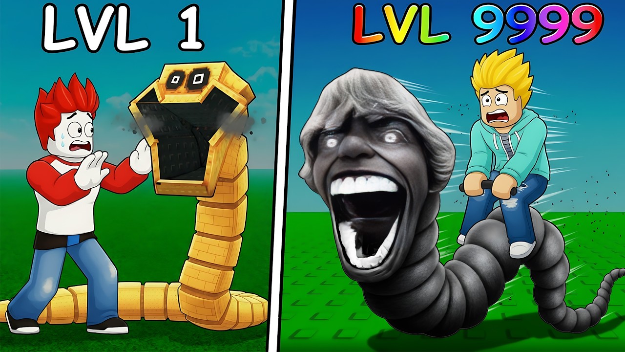 From Lvl 1 to Lvl 99,999,999 Brainrot HUNGRY WORM in Roblox 🐍🐍