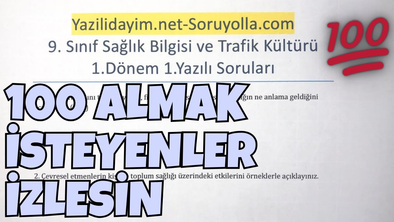 9.Sınıf Sağlık Bilgisi 1.Dönem 1.Yazılı