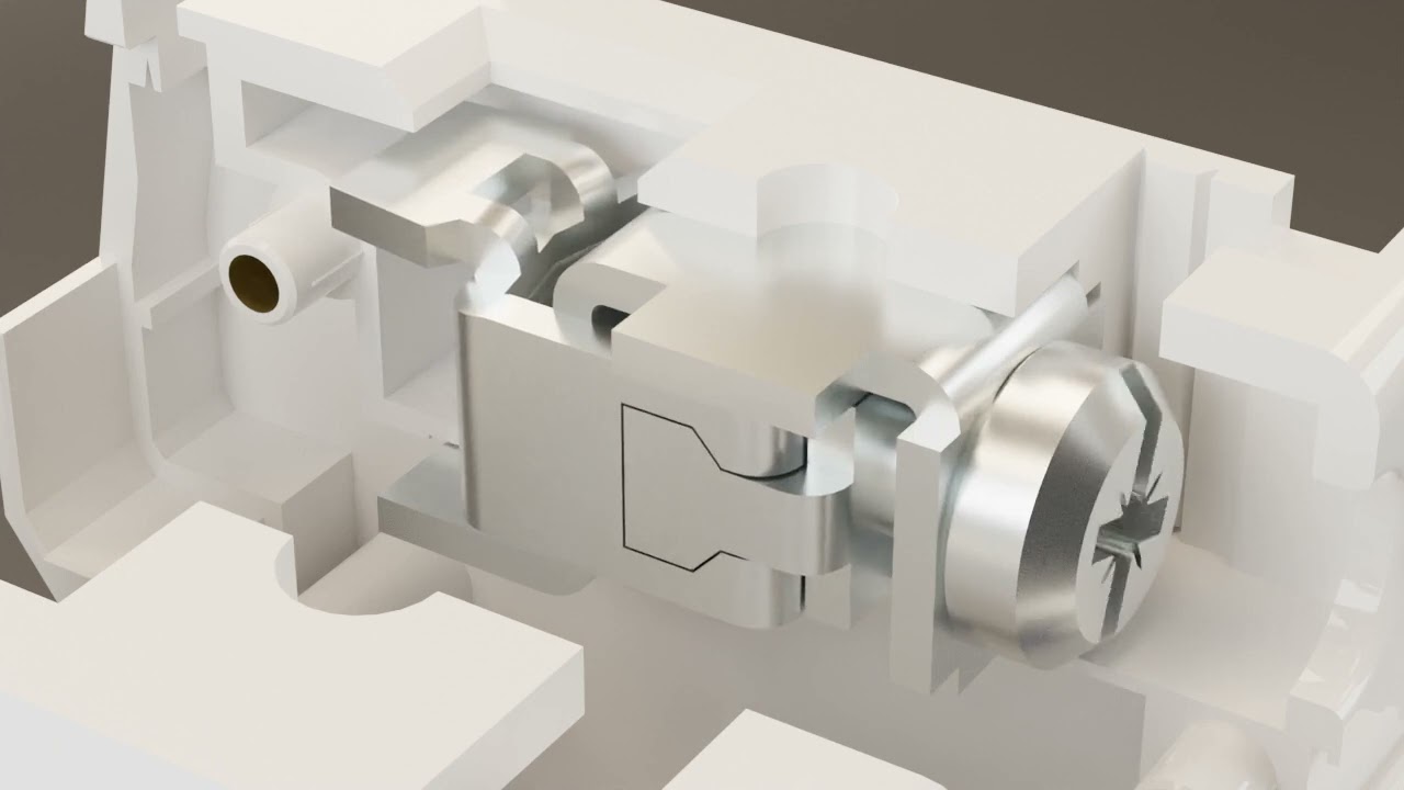 3D model animation of a Miniature Circuit Breaker (MCB) terminal