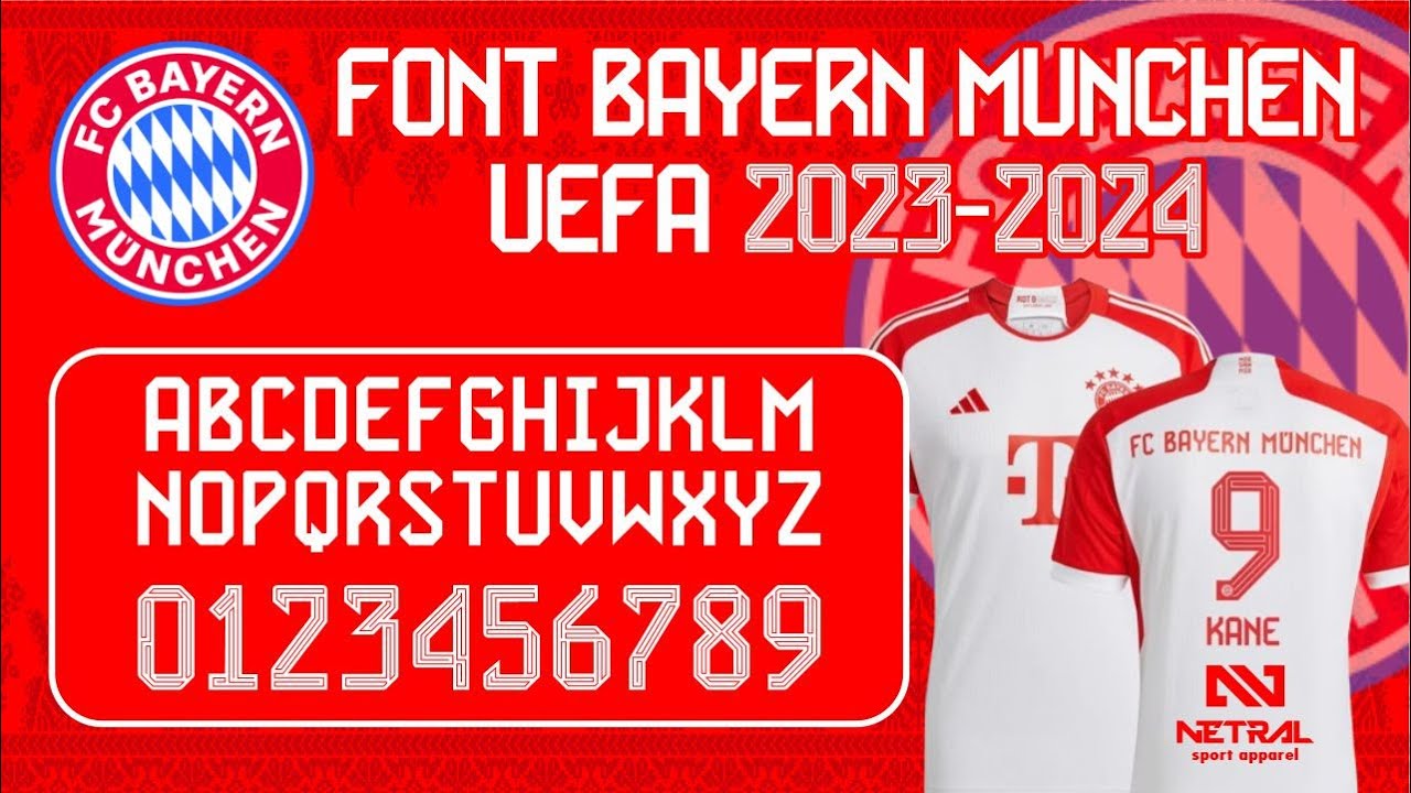 FREE DOWNLOAD FONT Bayern Munchen UEFA 2023 2024 NETRAL SPORT TTF JERSEY FONT   FONT FOOTBALL #font