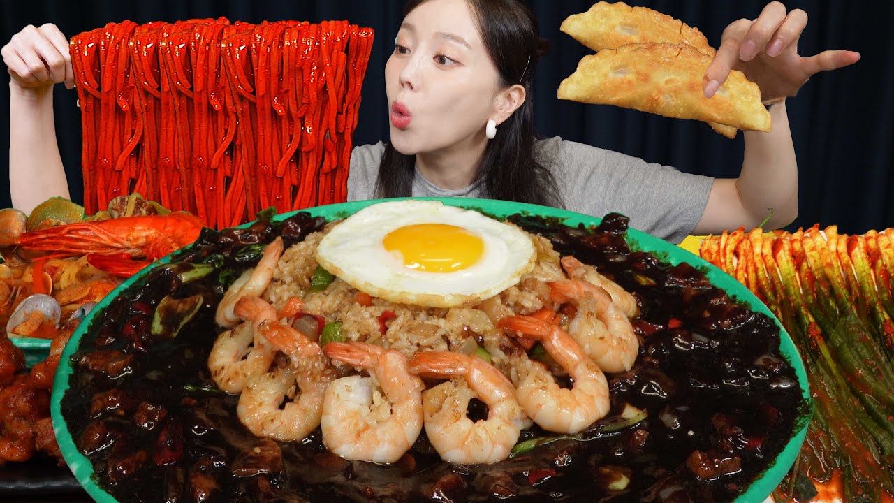 [Mukbang ASMR] Seafood Jjajang Fried Rice & Spicy Seafood Jjamppong Home Made Recipe Ssoyoung