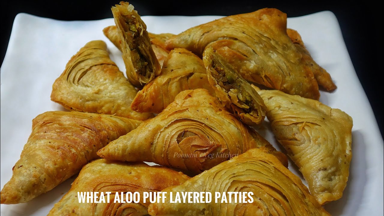 No Oven Khasta Parat wali Aloo Puff Patties from wheat flour | Tasty Indian Veggie Potato pockets