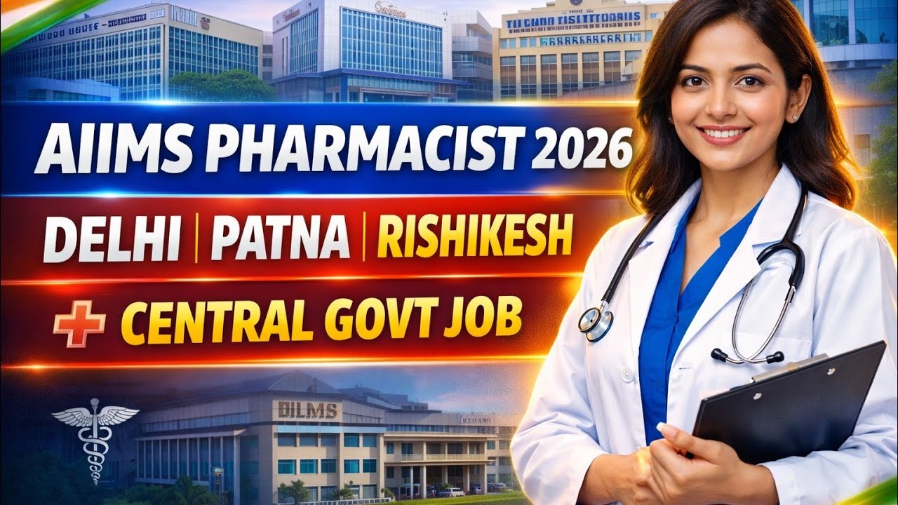 AIIMS Pharmacist Vacancy 2026 🔥 Delhi | Patna | Rishikesh | Central Govt Job Alert